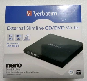 Verbatim 98938 External Slimline CD/DVD Writer New Factory Sealed - Afbeelding 1 van 6