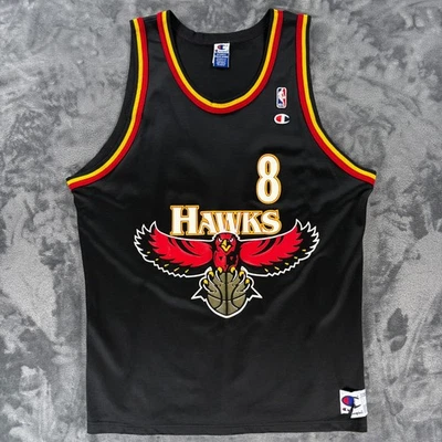 Camiseta Champion NBA Hawks #8 Hombres XL Y2K Nylon De Colección Rara Retro Años 90 Baloncesto Foto 1 de 4