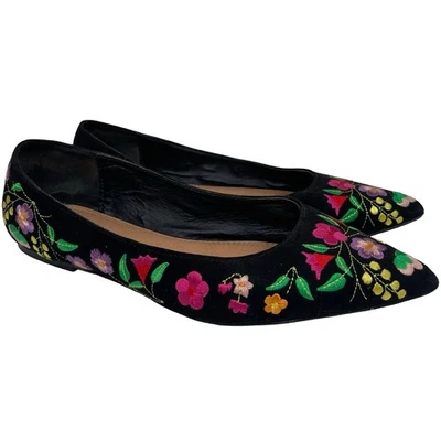 Zapatos planos de ballet Lantana negros bordados florales punta puntiaguda talla 6 de ASOS Foto 1 de 4