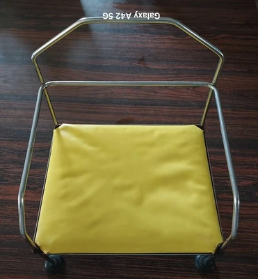 Vintage Child Toddler Booster Seat Highchair 1950s yellow vinyl  and Chrome  - Image 1 of 4