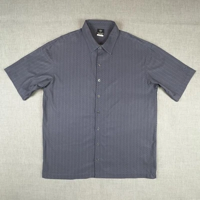 Nike Golf Shirt Mens Large Blue Geometric Button Front Dri Fit Casual Stretch - Image 1 of 4