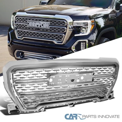 Chrome Fits 2019-2021 GMC Sierra 1500 Denali Mesh Style Front Bumper Hood Grille - Image 1 of 4
