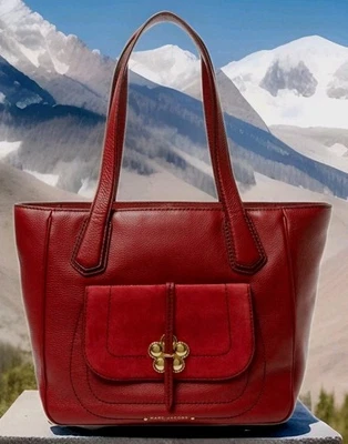 🌞BOLSO DE MANO SHOPPER GRANDE DE CUERO ROJO OSCURO PÉTALO AL METAL MARC JACOBS🌺¡NUEVO CON ETIQUETAS! Foto 1 de 4