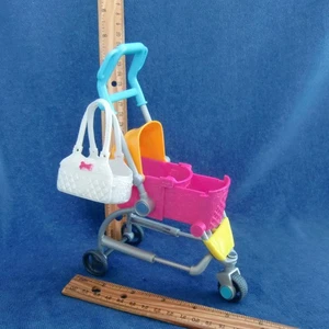 Barbie Expandable Pet Stroller of Stroll'n'Play with white Bag GC Pink Orange - Picture 1 of 4