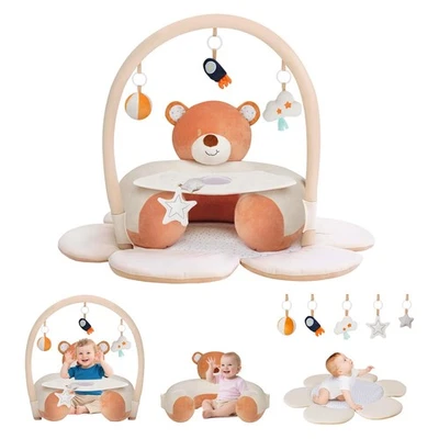 Надувное детское сиденье с медвежьим дизайном и обучающими игрушками — многофункциональное детское... - Изображение 1 из 4