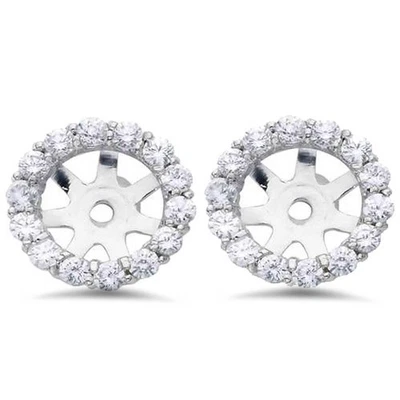 Pendientes con halo de diamantes de 3/4 quilates chaquetas de oro blanco de 14 quilates (6-6,7 mm) Foto 1 de 4