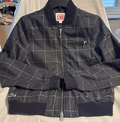 Lacoste Live Jacket Zip-Up Blouson Charcoal Square Pattern Size XS - Image 1 of 4