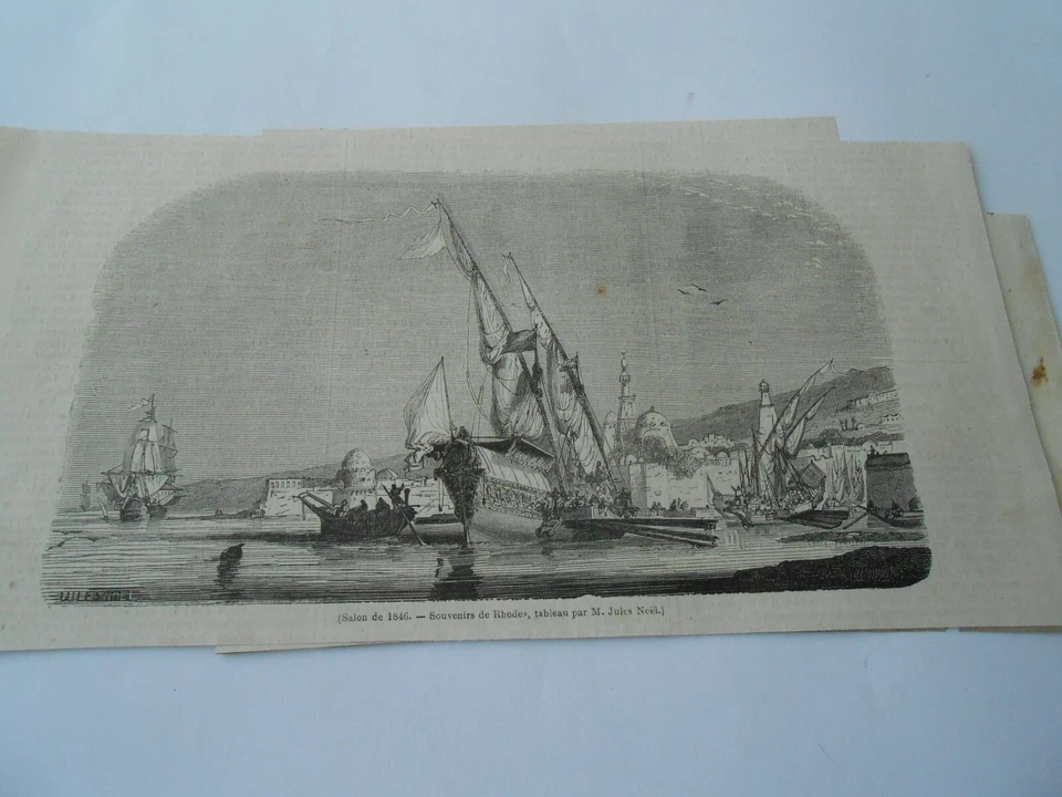 Gravure 1846 -Souvenir de Rhodes d'après tableau de Jules Noel - Photo 1/1