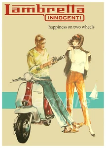 DE COLECCIÓN LAMBRETTA SCOOTER PUBLICIDAD A3 PÓSTER IMPRESIÓN - Imagen 1 de 2