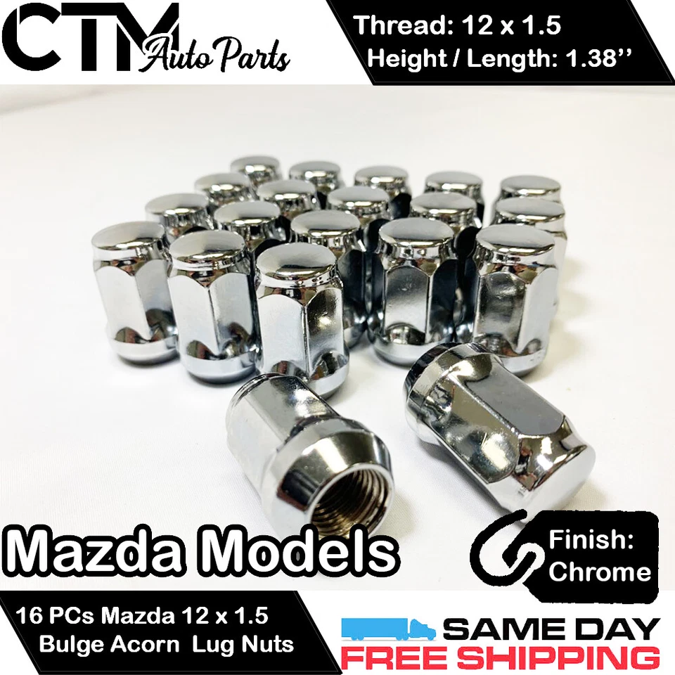 16 PIEZAS MAZDA CROMO 12X1.5 TUERCA DE RUEDA ABULTAMIENTO BELLOTA ASIENTO CÓNICO APTO PARA COCHES MAZDA Foto 1 de 2
