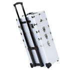 4-In-1 Rolling Makeup Case Artist Cosmetic Train Case Aluminum Makeup Trolley
