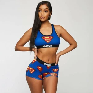PSD Womens "SUPERMAN" sports bra & boy short Poly/Spandex active gym fitness - Picture 1 of 3