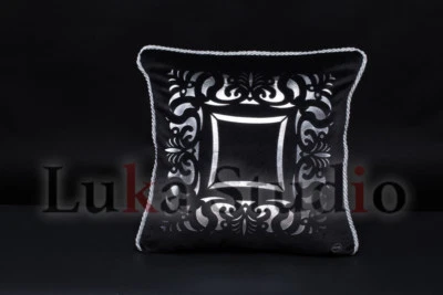 Dekokissen"Sorrento",Samt,Schwarz-Silber,60cmx60cm,Elegant,Luxuriös,Modern, - Bild 1 von 4