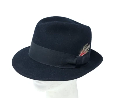 Sombrero Fedora Vintage Mallory Stetson Frederick 100% Lana Para Hombre Negro DW110 Talla 7 Foto 1 de 4