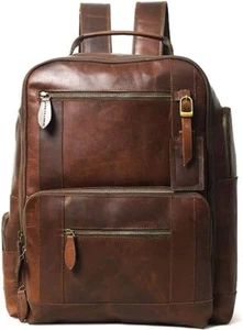Leather Buffalo Backpack for Men 16 inch Vintage Leather Multi Pockets Backpack - Picture 1 of 8