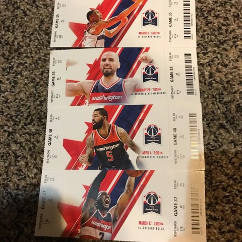 2016-17 WASHINGTON WIZARDS SEASON TICKET STUB PICK GAME JOHN WALL BRADLEY BEAL Cover