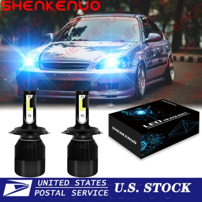 Fit For HONDA CIVIC 1992-2003 H4 LED Headlight Kit 8000K Blue High&Low Bulbs - Image 1 of 4