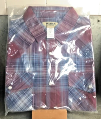 Duke Haband Men's Medium Western Striped Pearl Snap Long Sleeve Shirt Plaid VTG - Image 1 of 4