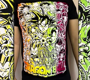 Goku - Bulma - Freeza - Dragon Ball Hand printed Anime T-Shirt - Picture 1 of 14