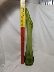 LE Smith 17” Green Avocado Floor Swung Vase Ribbed MCM Mid Century Vintage Rare - Picture 1 of 7