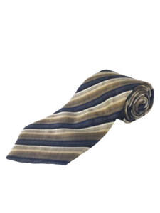 Kilburne and Finch braune & gold gestreifte handgefertigte 100 % Seidenkrawatte 59"" L 3,75"" W - Bild 1 von 5