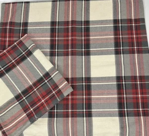 Pillow Covers Pair Plaid 21X21 Red Grey Natural Zip Cabin Lodge Farmhouse - Picture 1 of 4
