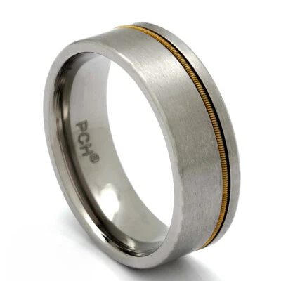 Titanium Guitar String Ring, 8mm Comfort Fit Wedding Band - Image 1 of 4