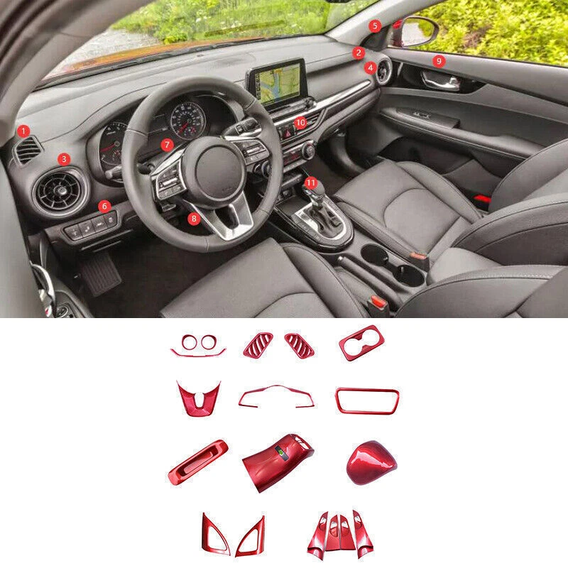 For Kia Forte 2019-24 Sport Red Full Dash Set interior Decor Trim Decal Kit Foto 1 de 4