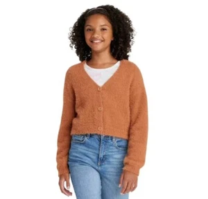 Girls' Fuzzy Cardigan - art class Orange Large 10/12 New With Tags - Picture 1 of 2