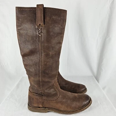 Frye Celia x Stitch Tall Riding Boots Womens Size 8.5B Tan Brown Leather Pull on - Image 1 of 4