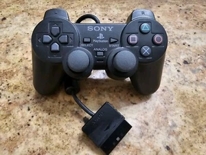 Sony PS2 BLACK Wired Controller OEM DualShock PlayStation 2 AUTHENTIC - Picture 1 of 2
