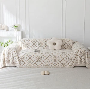 Beige Sofa Covers Couch Cover Khaki Couch Cover for Dogs Washable Farmhouse Flow - Picture 1 of 6