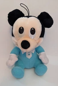 Playskool Disney Babies BABY MICKEY Mouse Plush Aqua Blue Hanger 7" Vintage 1984 - Picture 1 of 4