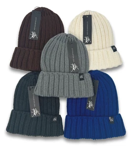 Knit Cable Beanie Thick Warm Soft Long Cuffed Ski Cap Winter Snowboard Hat - Picture 1 of 34