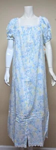 Eileen West Short Sleeve Long Nightgown Cotton Floral Button Down Size S NEW - Picture 1 of 12
