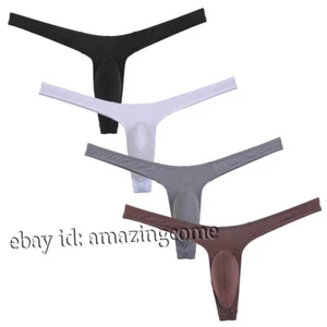 Men's Pouch Thong Underwear Sexy Low Rise T-back Under Panties Pack of 4 - Picture 1 of 22