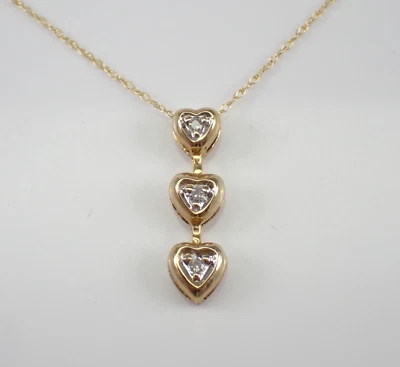 0.30Ct Round Moissanite Past Present Future Heart Pendant 14k Yellow Gold Plated - Image 1 of 4