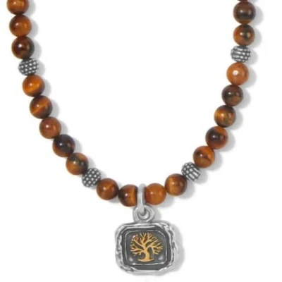 NWTag Brighton Ferrara VIRTUE BEAD OAK TREE Pendant Tiger Eye Necklace MSRP $118 - Image 1 of 4