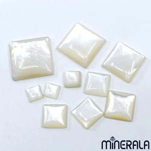 NATURAL FRESHWATER WHITE MOTHER OF PEARL SHELL SQUARE CABOCHON 4mm-20mm WP027E6 - Picture 1 of 11