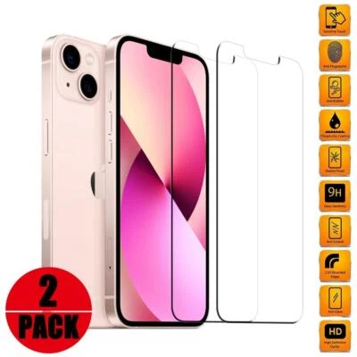 2-Pack For iPhone 13 Pro 12 Mini X Max XR 7 Plus Tempered GLASS Screen Protector - Image 1 of 4