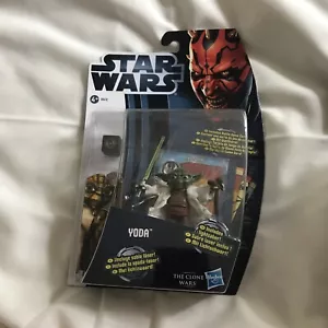 Star Wars Clone Wars Yoda Action Figure hasbro Galactic Battle Game Carded rare - Picture 1 of 2