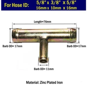 Adaptador conector de montaje de manguera de calentador TEE 5/8 x 3/8 x 5/8 16 mm 10 mm 16 mm pulgadas - Imagen 1 de 3