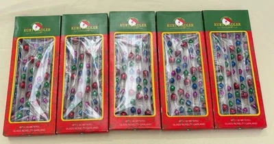 Set of 5  Kurt S. Adler 6 Ft Multicolor Glass Novelty Garland Christmas NIB - Image 1 of 4