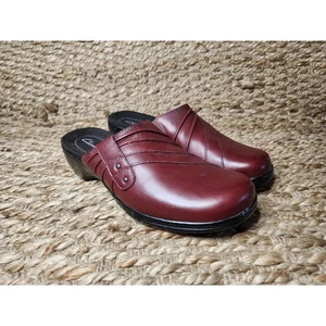 Neu! Clarks Damen 9M Prairie Flower Clogs Pantoletten Schuhe burgunderrot Leder Slipper - Bild 1 von 11