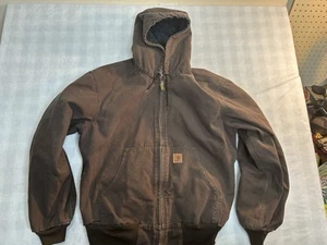 Carhartt Jacket J280-DKB L Duck Canvas Quilt Lined Large Hooded - Picture 1 of 20