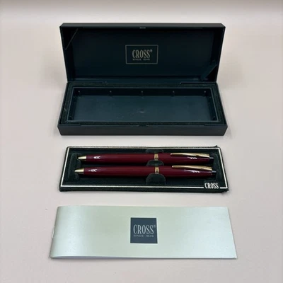 Juego de bolígrafos y lápices cruzados vintage borgoña brillante nuevo en caja Foto 1 de 4