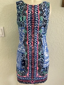 Damen Multi Lilly Pulitzer ärmelloses Mini Etuikleid komplett gefüttert Gr. 00 - Bild 1 von 5