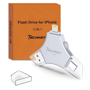 MFi Certified USB 3.0 Flash Drive 512GB for iPhone, 3in1 External Memory Phot... - Picture 1 of 9