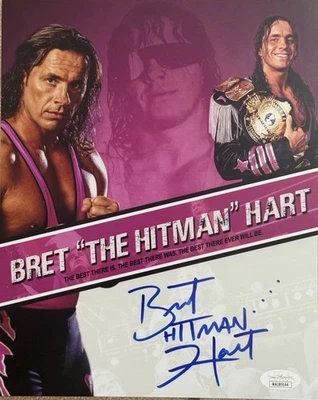 Bret Hart Signed 8x10 Photo Inscribed Hitman JSA - Image 1 of 2