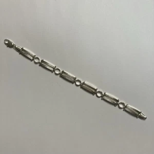 VINTAGE STERLING SILVER 925 GRECO STYLE LINK BRACELET RECTANGULAR 7 1/4” 12.7 Gr - Picture 1 of 4